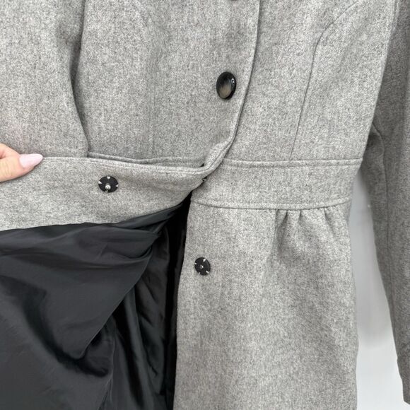 H&M Grey Wool Blend Button Front Peacoat Jacket Coat Size US 4 Preppy - Picture 10 of 11